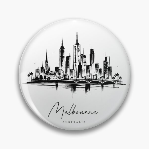 Item preview, Melbourne Australia Cityscape Vintage Skyline Sketch designed and sold by VintryOff.