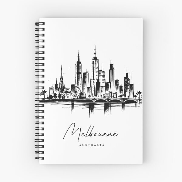 Item preview, Melbourne Australia Cityscape Vintage Skyline Sketch designed and sold by VintryOff.