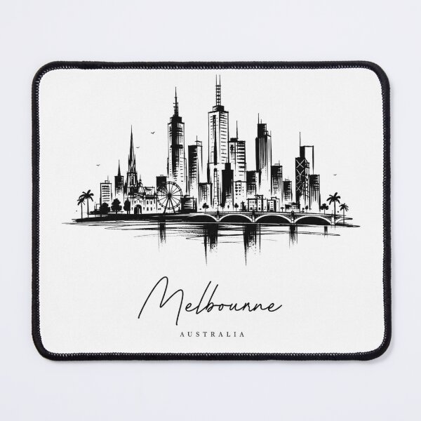 Item preview, Melbourne Australia Cityscape Vintage Skyline Sketch designed and sold by VintryOff.