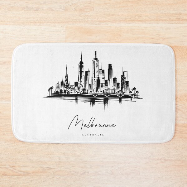 Item preview, Melbourne Australia Cityscape Vintage Skyline Sketch designed and sold by VintryOff.
