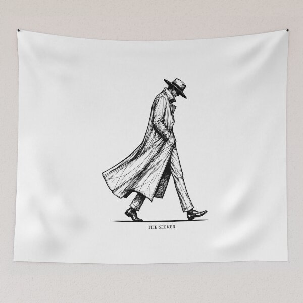 Item preview, The Seeker Walking Detective Noir Trench Coat Sketch designed and sold by VintryOff.