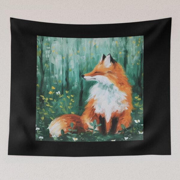 Item preview, Clam Fox Forest Wildflower Artwork  designed and sold by NivyasArtistry.