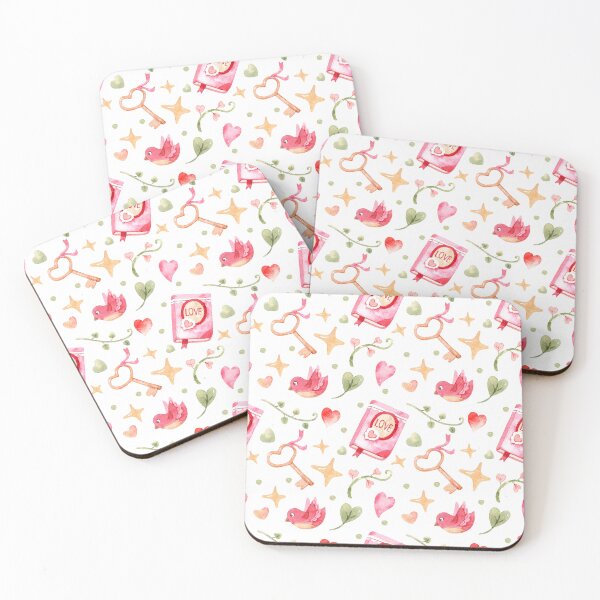Item preview, Whimsical watercolor Valentine pattern featuring cute pink birds designed and sold by SashaZinch.