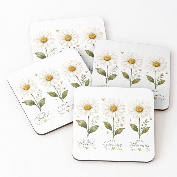 Item preview, Three Daisy Flowers Minimal Floral Illustration designed and sold by astersgraphics.