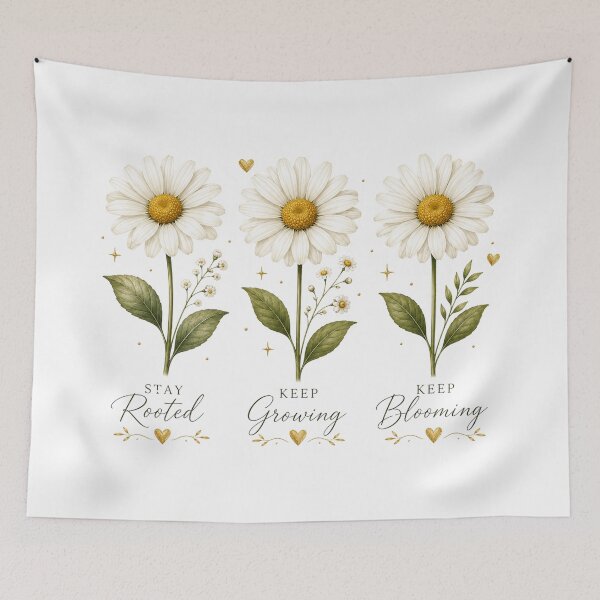 Item preview, Three Daisy Flowers Minimal Floral Illustration designed and sold by astersgraphics.