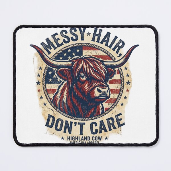 Item preview, MessyHairDon’tCare–HighlandCowRusticUSADesign–WesternFarmhouseStyle designed and sold by ShirtsUp-Lane.