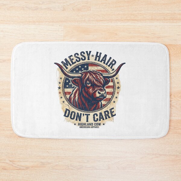 Item preview, MessyHairDon’tCare–HighlandCowRusticUSADesign–WesternFarmhouseStyle designed and sold by ShirtsUp-Lane.