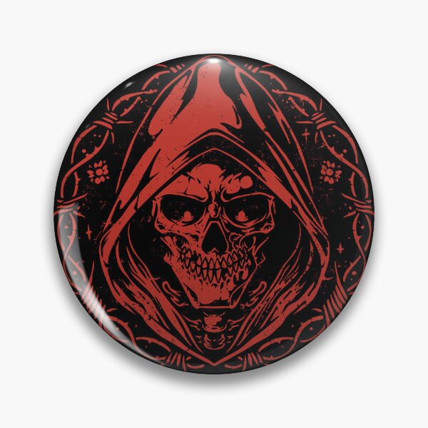 Item preview, Grim Reaper Skull Barbed Wire Floral Gothic Dark Red Streetwear Grunge Graphic T-Shirt designed and sold by DERA RAY.