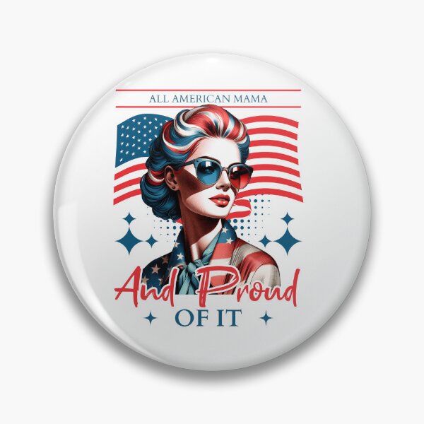 Item preview, All American Mama Retro Pin Up 4th of July Patriotic T-Shirt designed and sold by CurlyDogDesigns.