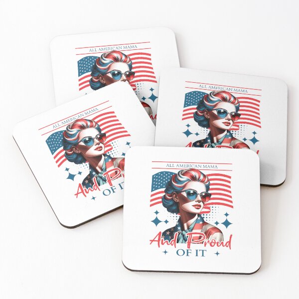 Item preview, All American Mama Retro Pin Up 4th of July Patriotic T-Shirt designed and sold by CurlyDogDesigns.