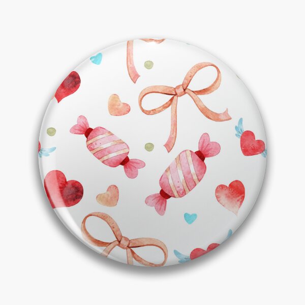 Item preview, Cute watercolor Valentine pattern featuring soft bows, striped candy, floating hearts, and tiny winged hearts designed and sold by SashaZinch.