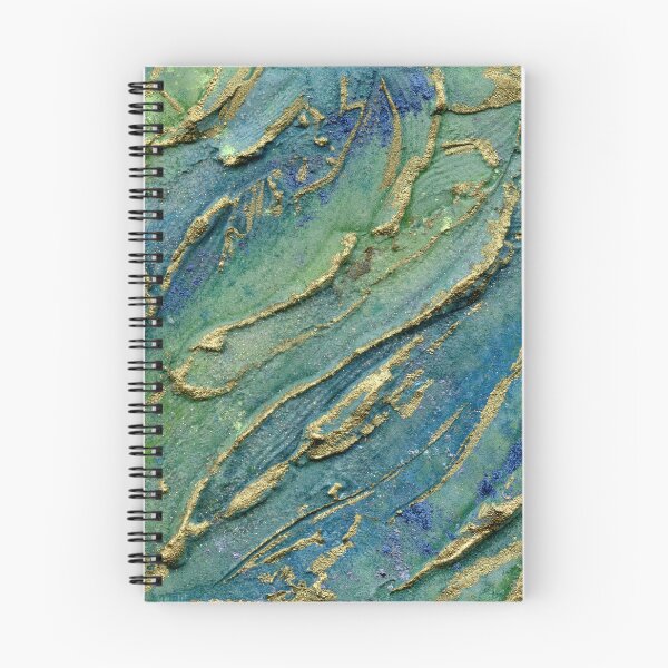 Item preview, Aerial Shoreline – Abstract Turquoise Sea and Gold Enamel Art designed and sold by Cass Harker Studio.