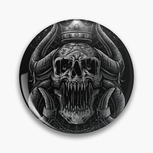 Item preview, Crowned Demon Skull Horns Chains Sacred Geometry Dark Gothic Metal Graphic T-Shirt designed and sold by DERA RAY.