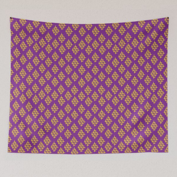 Item preview, Thai silk ikat seamless pattern with yellow geometric ornaments on purple background. designed and sold by AjjimaJKM.