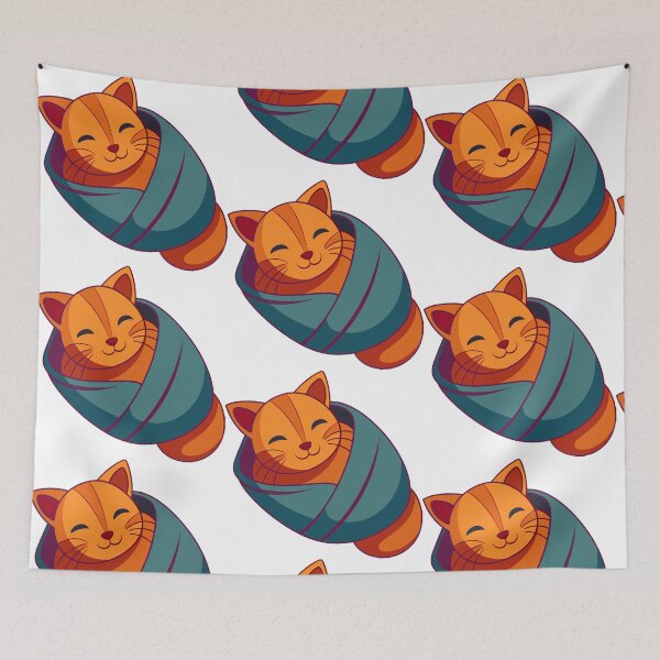 Item preview, sleepy orange cat wrapped in blanket burrito designed and sold by Senglaopattern.