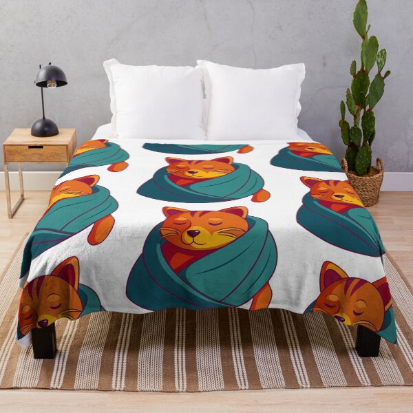 Item preview, sleepy orange cat wrapped in blanket burrito designed and sold by Senglaopattern.