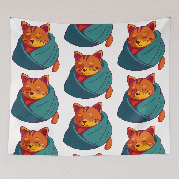 Item preview, sleepy orange cat wrapped in blanket burrito designed and sold by Senglaopattern.