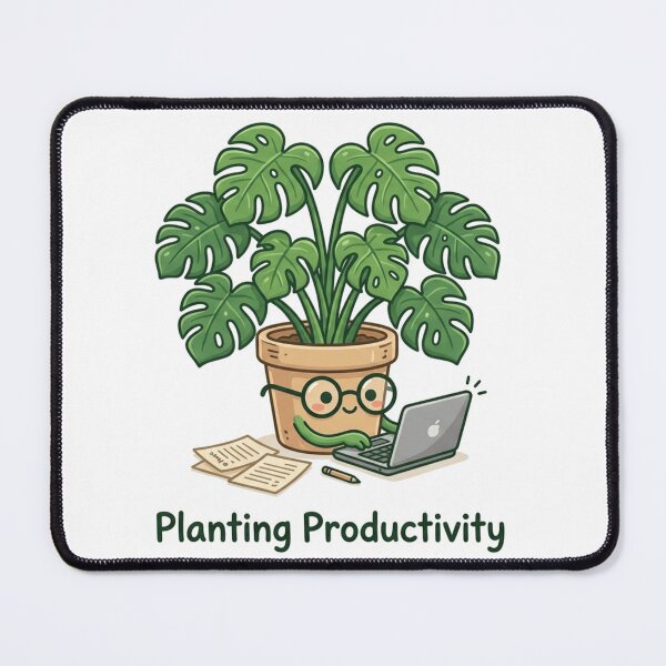 Item preview, Planting Productivity - Cute Plant Working on Data & Spreadsheets. designed and sold by spreadsheetcafe.