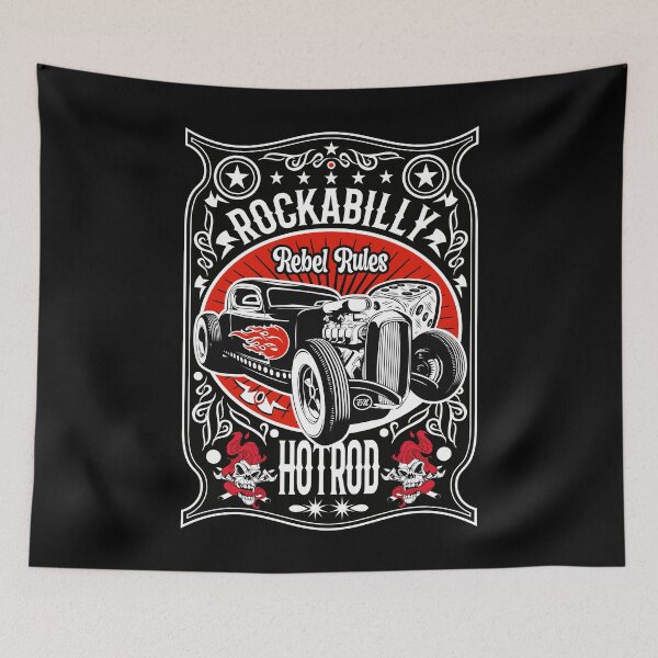 Aperçu de l'œuvre Hot Rod Rockabilly Musique Vintage Rock and Roll Voiture Classique Rocker créée et vendue par MemphisCenter.
