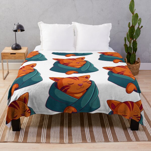 Item preview, sleepy orange cat wrapped in blanket burrito designed and sold by Senglaopattern.