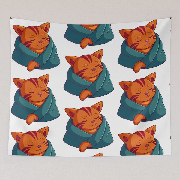Item preview, sleepy orange cat wrapped in blanket burrito designed and sold by Senglaopattern.