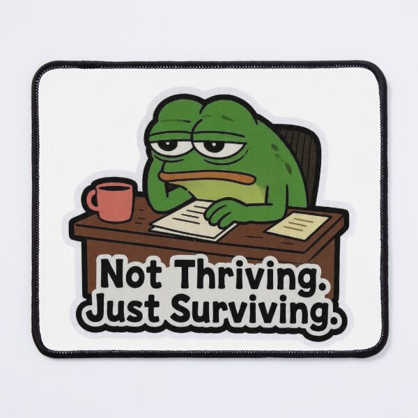 Item preview, Not Thriving Just Surviving Frog Desk Funny Design designed and sold by BooDesignStudio.