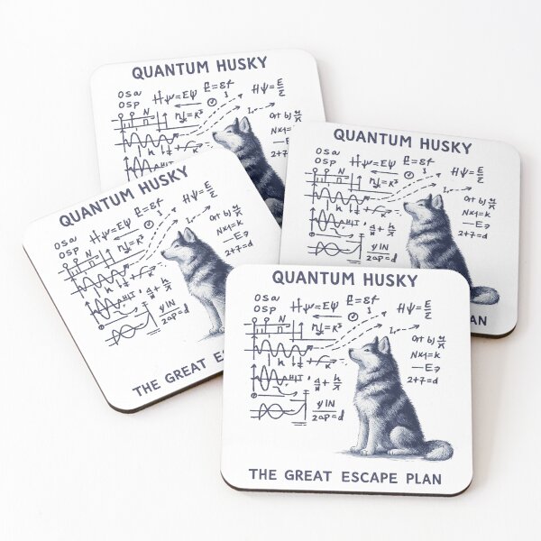 Item preview, Quantum Husky The Great Escape Plan - Funny Physics Dog Art designed and sold by myforestfog.
