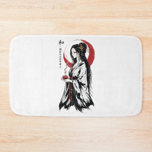 Item preview, Harmony Lotus Maiden | Minimalist Eastern Inspired Art in White, Red and Black designed and sold by MonNoir.