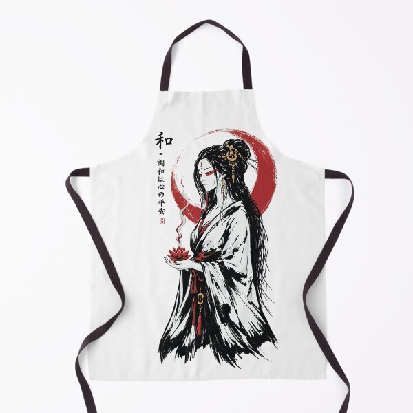 Item preview, Harmony Lotus Maiden | Minimalist Eastern Inspired Art in White, Red and Black designed and sold by MonNoir.