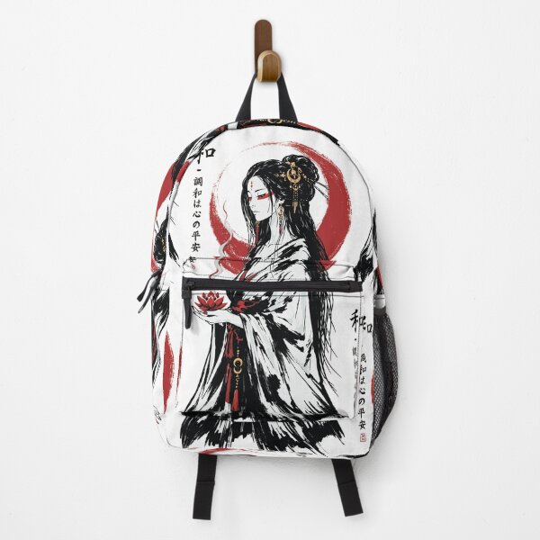 Item preview, Harmony Lotus Maiden | Minimalist Eastern Inspired Art in White, Red and Black designed and sold by MonNoir.
