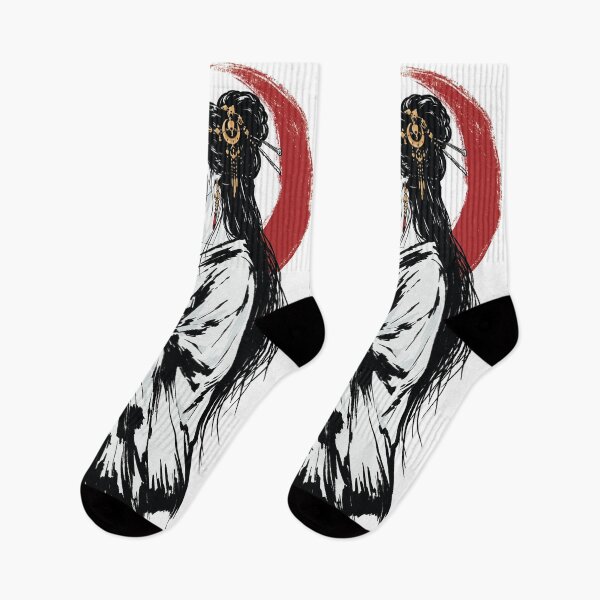 Item preview, Harmony Lotus Maiden | Minimalist Eastern Inspired Art in White, Red and Black designed and sold by MonNoir.
