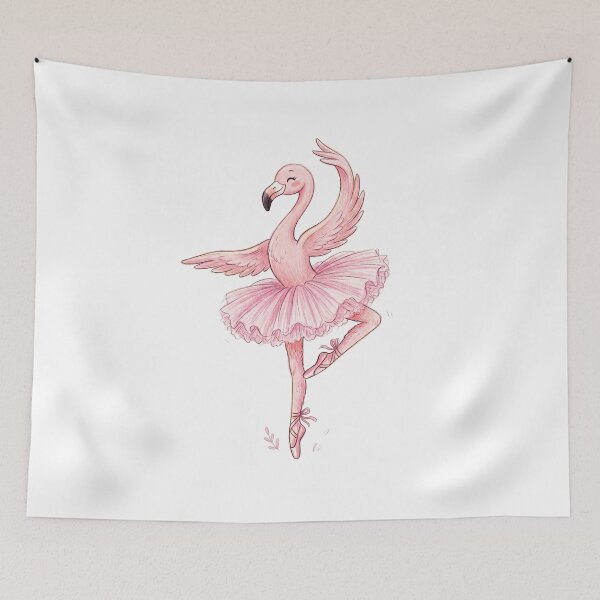 Item preview, Cute Pink Flamingo Ballerina Dancing Ballet Illustration designed and sold by TaiwanMemory.