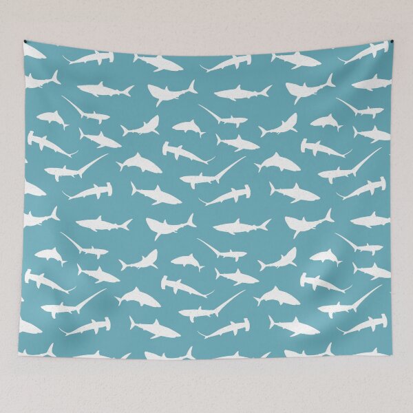 Item preview, Shark Pattern in Blue and White designed and sold by CreativeTwins.