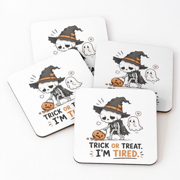 Item preview,  Trick or Treat or Tired Halloween Shirt — Funny Skeleton Witch Pumpkin Halloween Humor Gift Spooky Season Tee designed and sold by MaynyStudio.