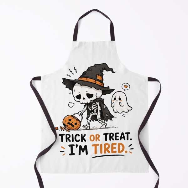 Item preview, Trick or Treat or Tired Halloween Shirt — Funny Skeleton Witch Pumpkin Halloween Humor Gift Spooky Season Tee designed and sold by MaynyStudio.