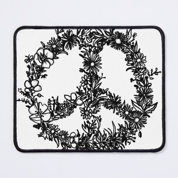Item preview, Floral Peace Sign – Hand-drawn illustration, pencil, no ai designed and sold by peerisdrawing.
