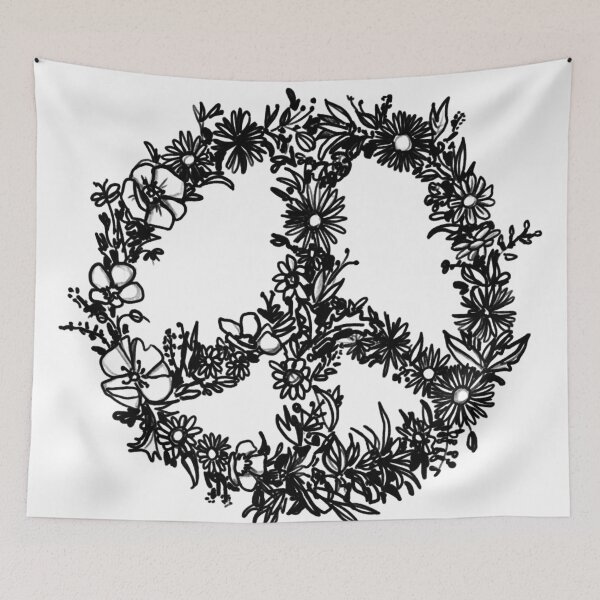 Item preview, Floral Peace Sign – Hand-drawn illustration, pencil, no ai designed and sold by peerisdrawing.