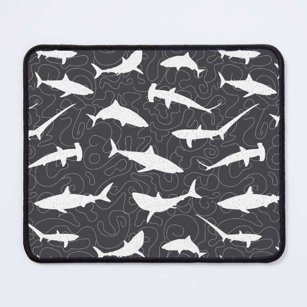 Aperçu de l'œuvre Motif Shark Frenzy sur fond gris anthracite créée et vendue par CreativeTwins.