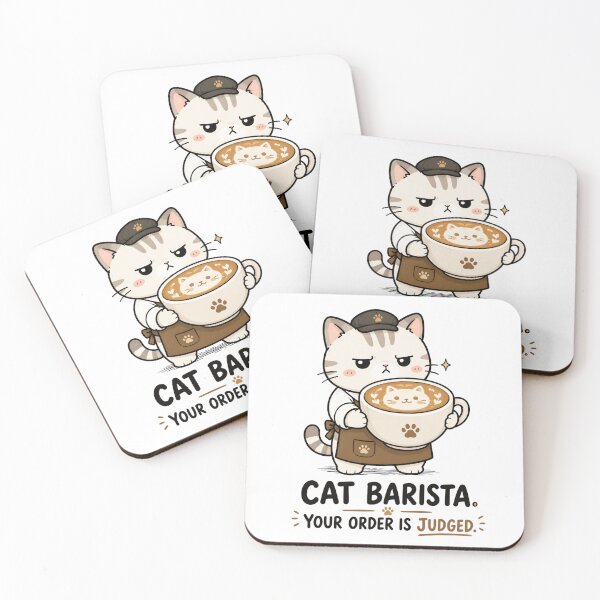 Item preview, Cat Barista Shirt Your Order Is Judged — Funny Grumpy Cat Coffee Lover Gift Cute Kawaii Barista Humor Tee designed and sold by MaynyStudio.