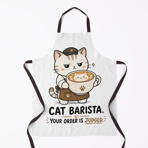 Item preview, Cat Barista Shirt Your Order Is Judged — Funny Grumpy Cat Coffee Lover Gift Cute Kawaii Barista Humor Tee designed and sold by MaynyStudio.