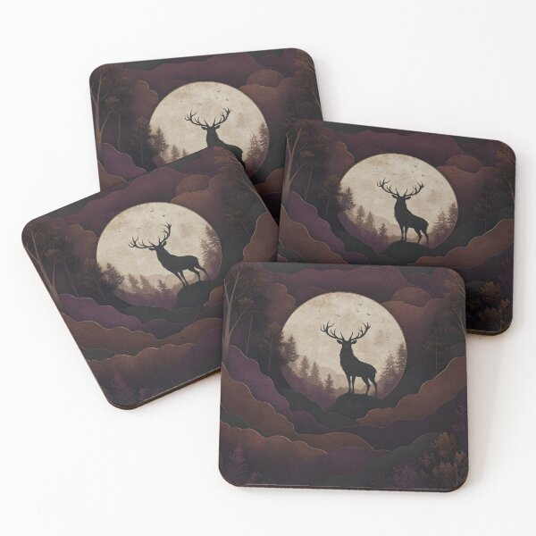 Item preview, Divine Damson Mystical Forest Stag Silhouette Art designed and sold by Glitchart66.