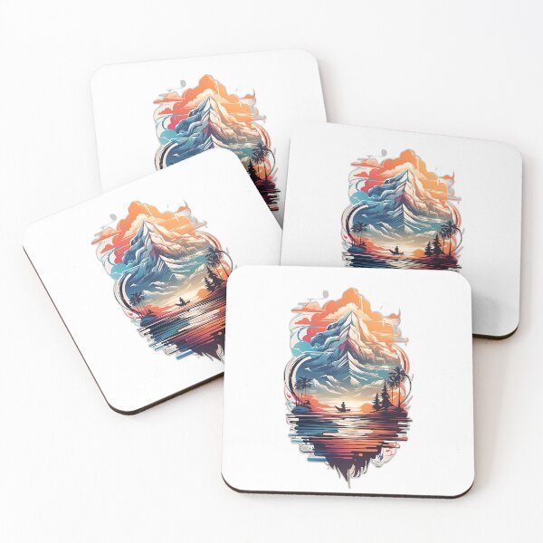 Item preview,  Mountain Lake Adventure - Vintage Sunset Nature Art designed and sold by A-M-G-Shop.