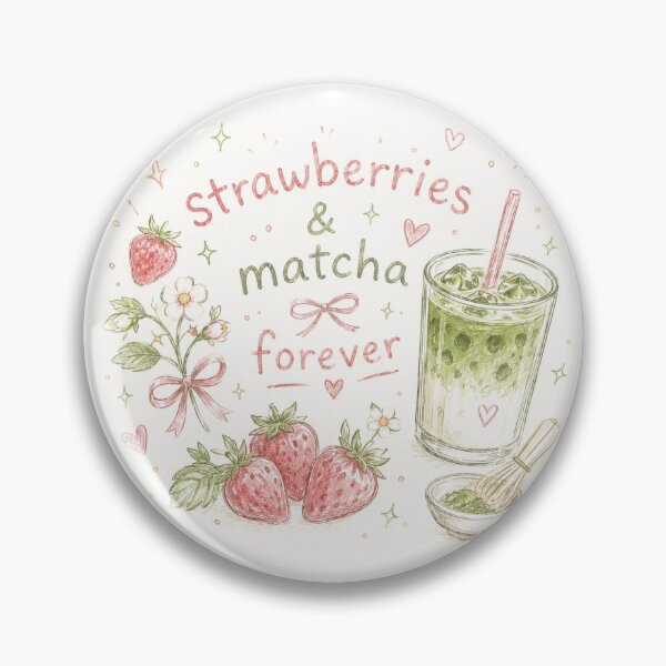 Item preview, Strawberries and Matcha Forever – Cute Café Aesthetic Drink Design designed and sold by My Gluten Free Life UK.