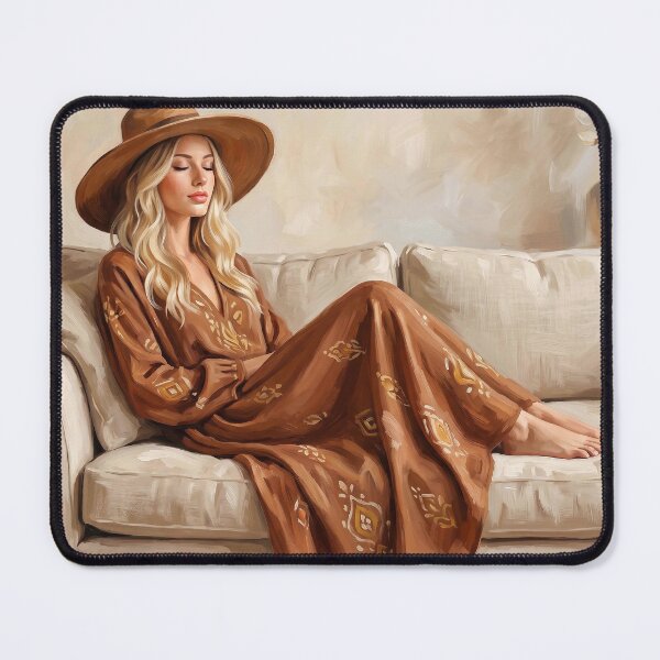 Item preview, Painting Boho Woman on sofa in earth colors designed and sold by TYA - Take Your Art.