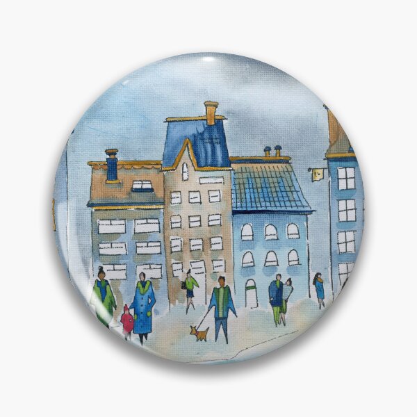Item preview, Rainy Day in the City – Whimsical European Town Watercolour Painting designed and sold by Cass Harker Studio.