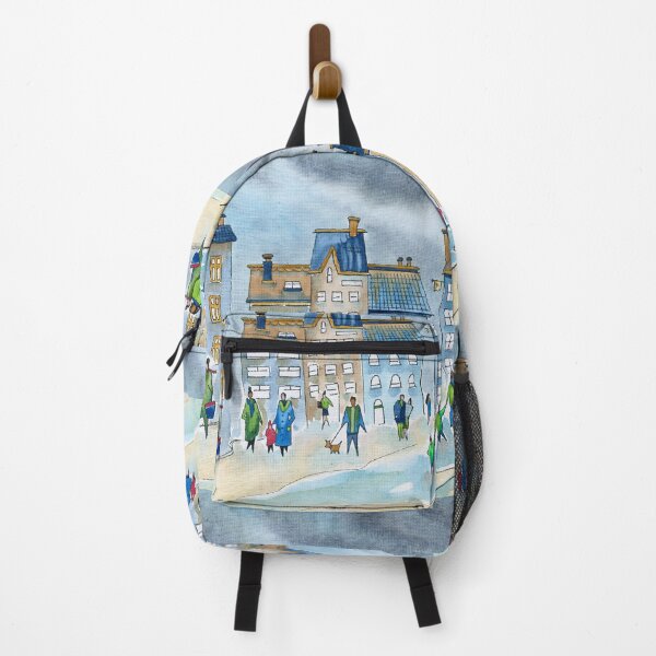 Item preview, Rainy Day in the City – Whimsical European Town Watercolour Painting designed and sold by Cass Harker Studio.