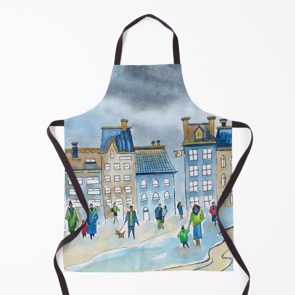 Item preview, Rainy Day in the City – Whimsical European Town Watercolour Painting designed and sold by Cass Harker Studio.