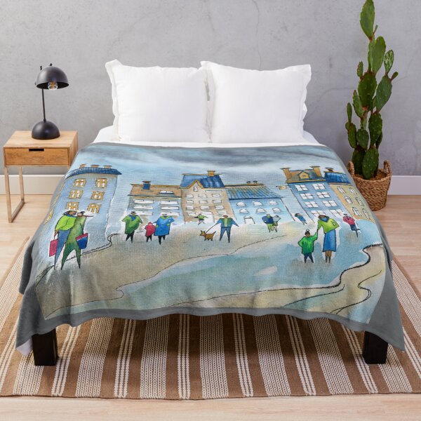 Item preview, Rainy Day in the City – Whimsical European Town Watercolour Painting designed and sold by Cass Harker Studio.