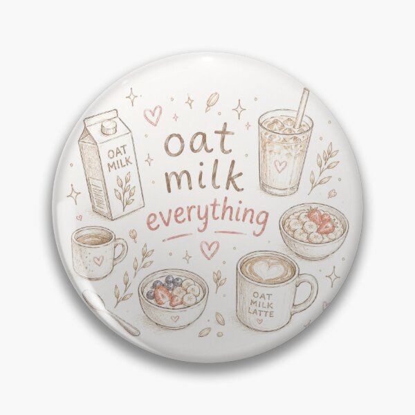 Item preview, Oat Milk Everything Pin Badge – Cozy Café Culture Aesthetic Design designed and sold by My Gluten Free Life UK.