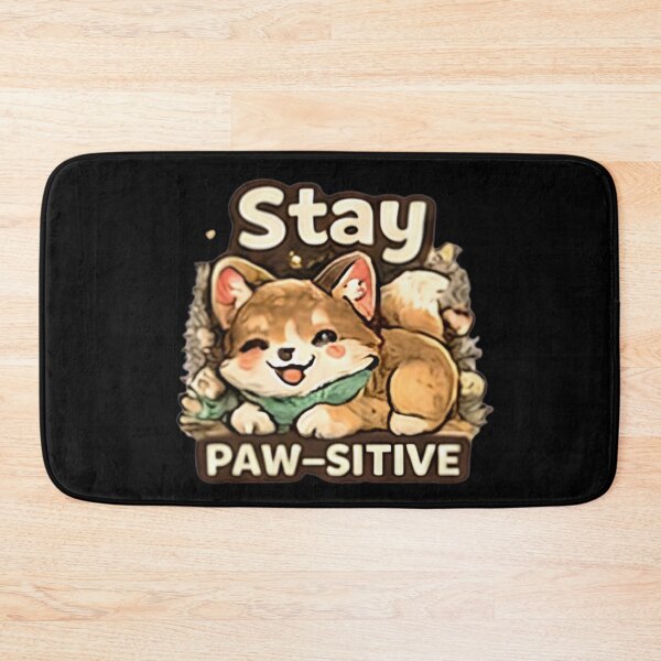Item preview, Stay Paw-sitive Funny Cute Dog Pun Motivational Shiba Inu designed and sold by Hobby-up.